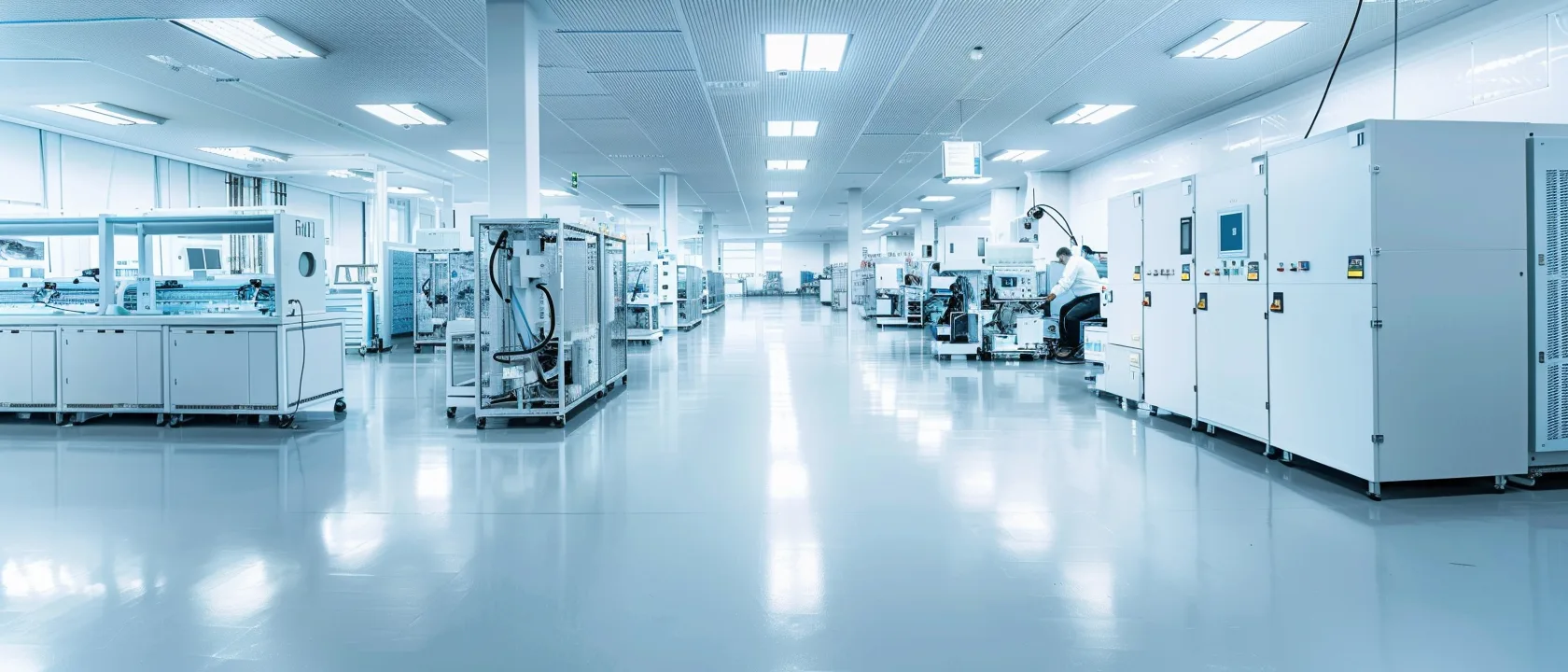 Ipari üzemcsarnok vezérlőszekrényekkel – MELCONTROL ipari automatizálás